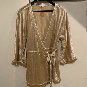 Gold Velvet Wrap Tunic